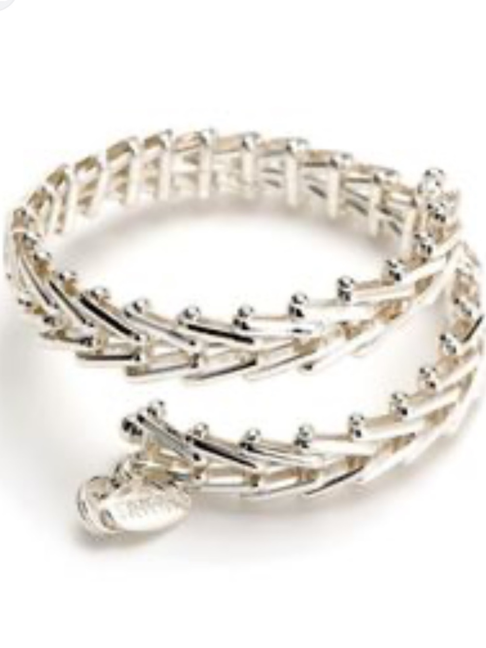 Alex and Ani Shiny Silver Interlocking Fishbone Wrap Bracelet